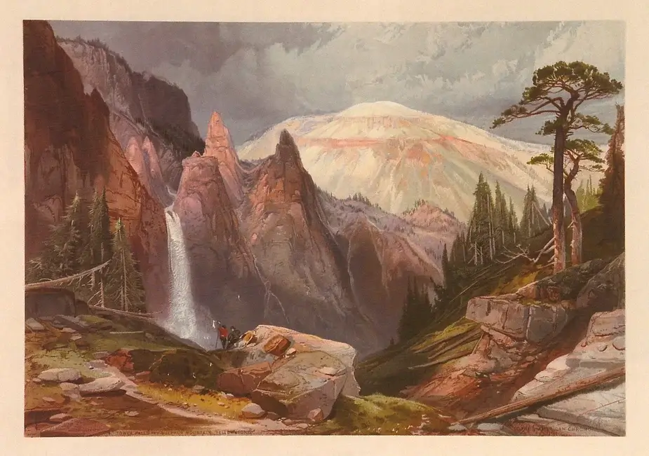 海登作品〈黃石國家公園及愛達荷州、 內華達州、科羅拉多州和猶他州的部分山脈〉